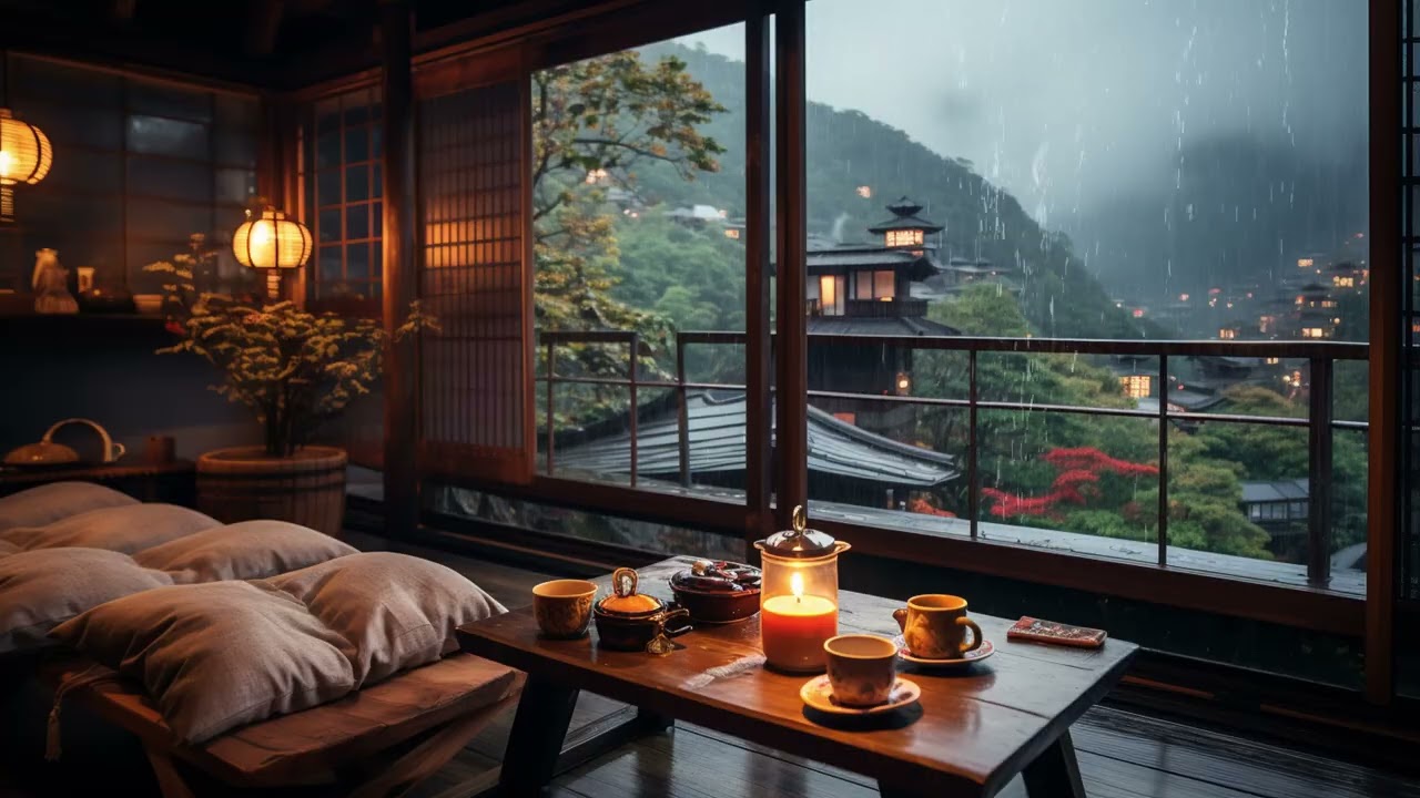 Slow Piano Music and Rainfall 🎹 Relaxing Night Atmosphere for Anxiety Relief and Deep Rest