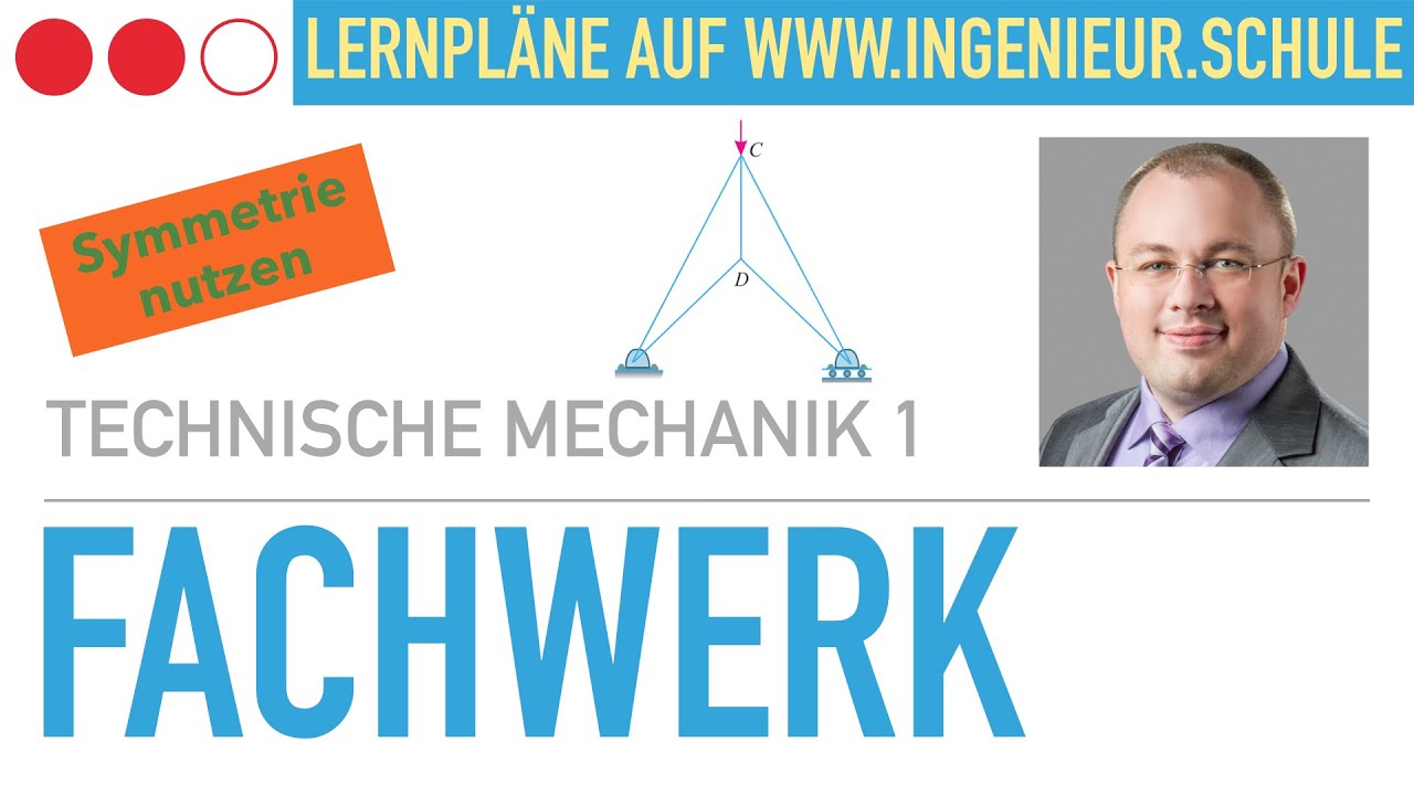 Fachwerk, Auflagerreaktionen, Stabkräfte, Aufgabe  – Technische Mechanik 1