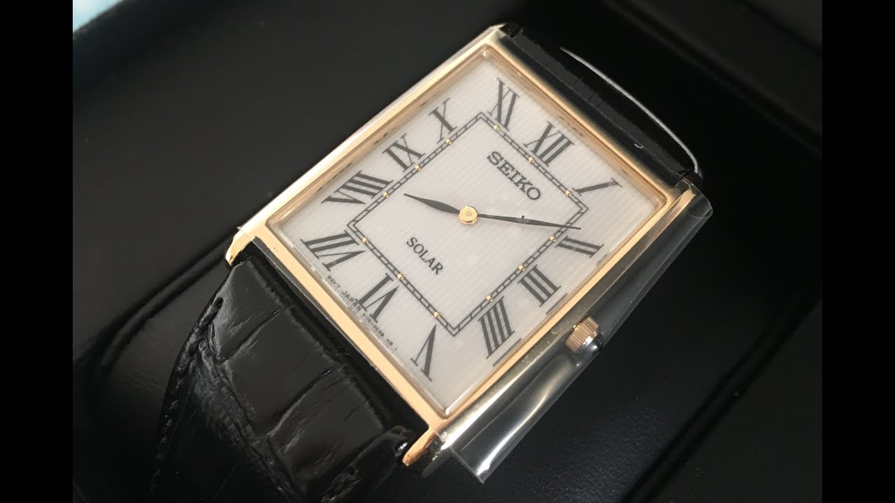 SEIKO “Tank Homage” SUP880 Affordable & Timeless Gold Style Quartz Dress Watch With Leather Strap