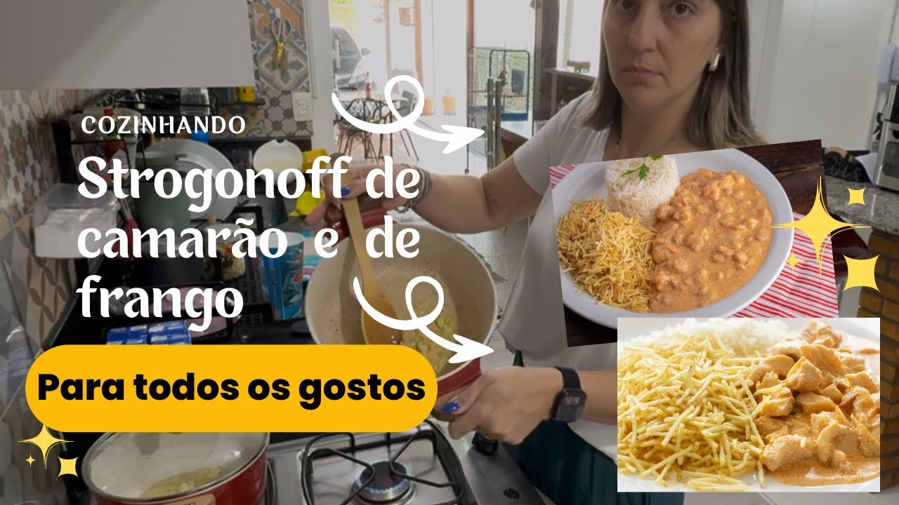 Cozinhando para todos os gostos❣️ Strogonoff de camarão e de frango 😋