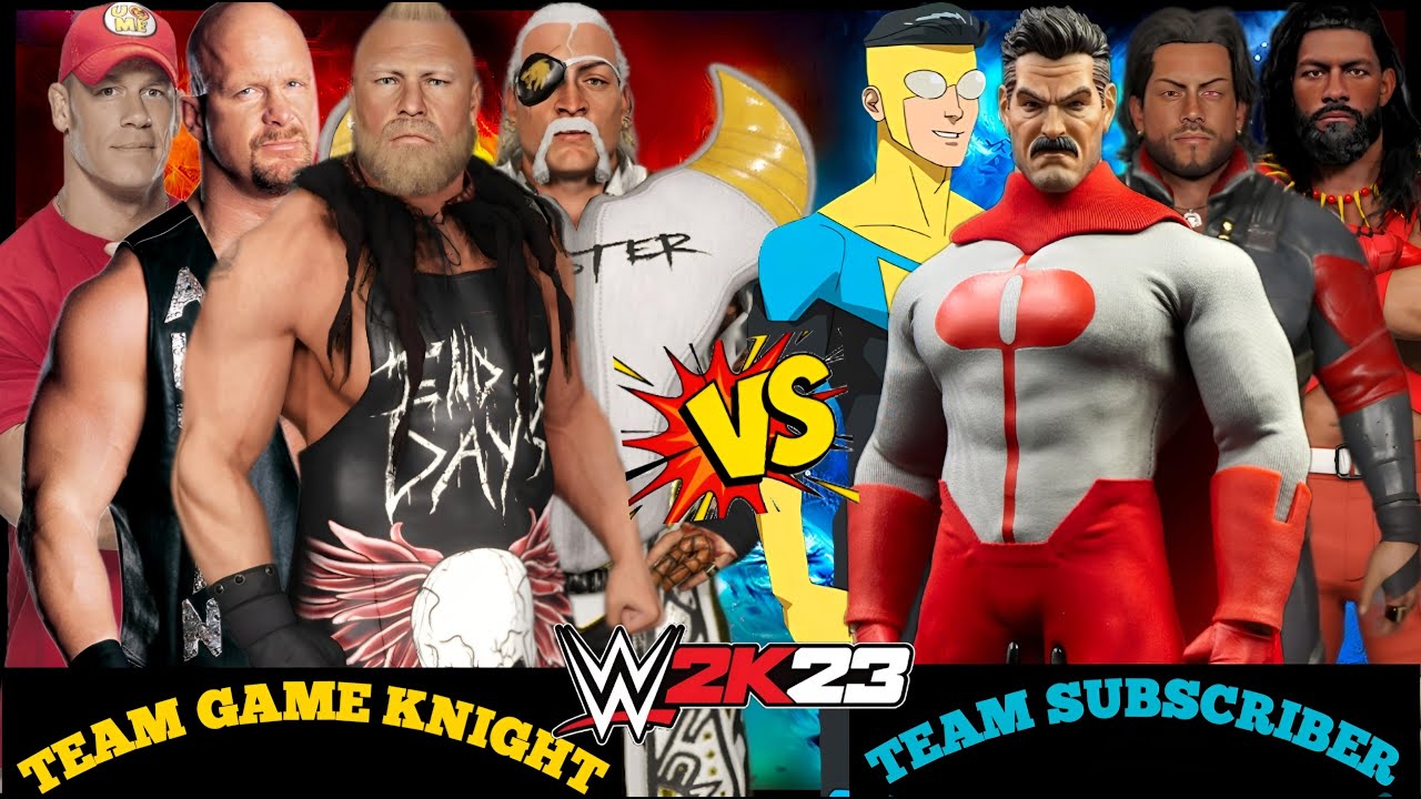 WWE 2K23 TEAM GAME KNIGHT(BROCK LESNAR) VS TEAM SUBSCRIBER(OMNIMAN) MATCH...