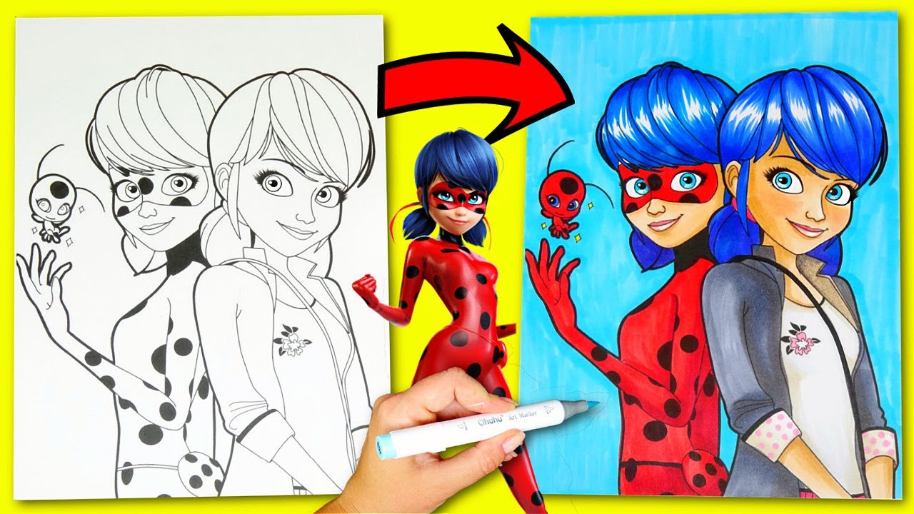 Miraculous Ladybug and Marinette Coloring