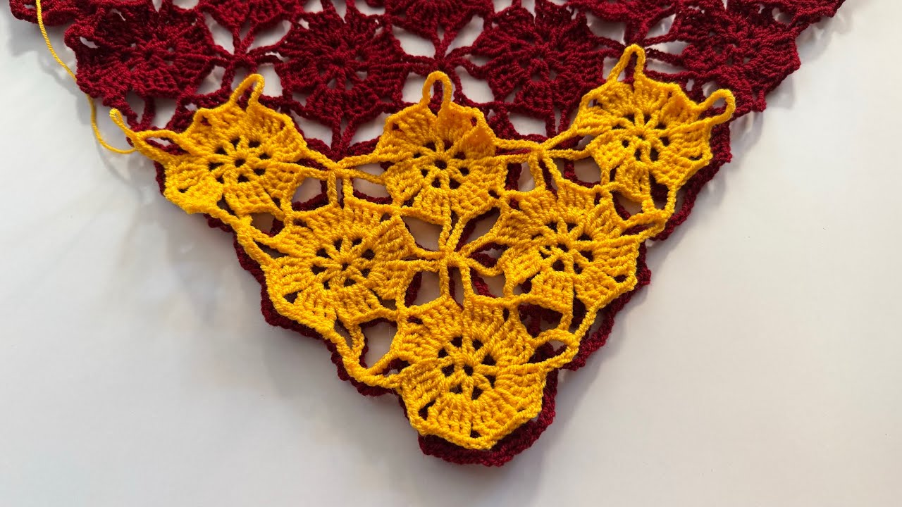 Çiçek desenli şal modeli. Easy flower motif #örgü #knitting #örgümodelleri  #crochet 