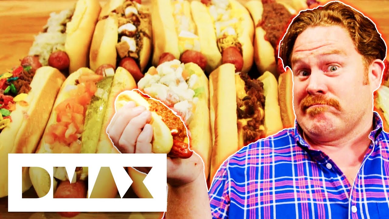 Кейси пытается приготовить ДВЕНАДЦАТЬ хот-догов в рамках конкурса Dawg House Challenge | Man V Food