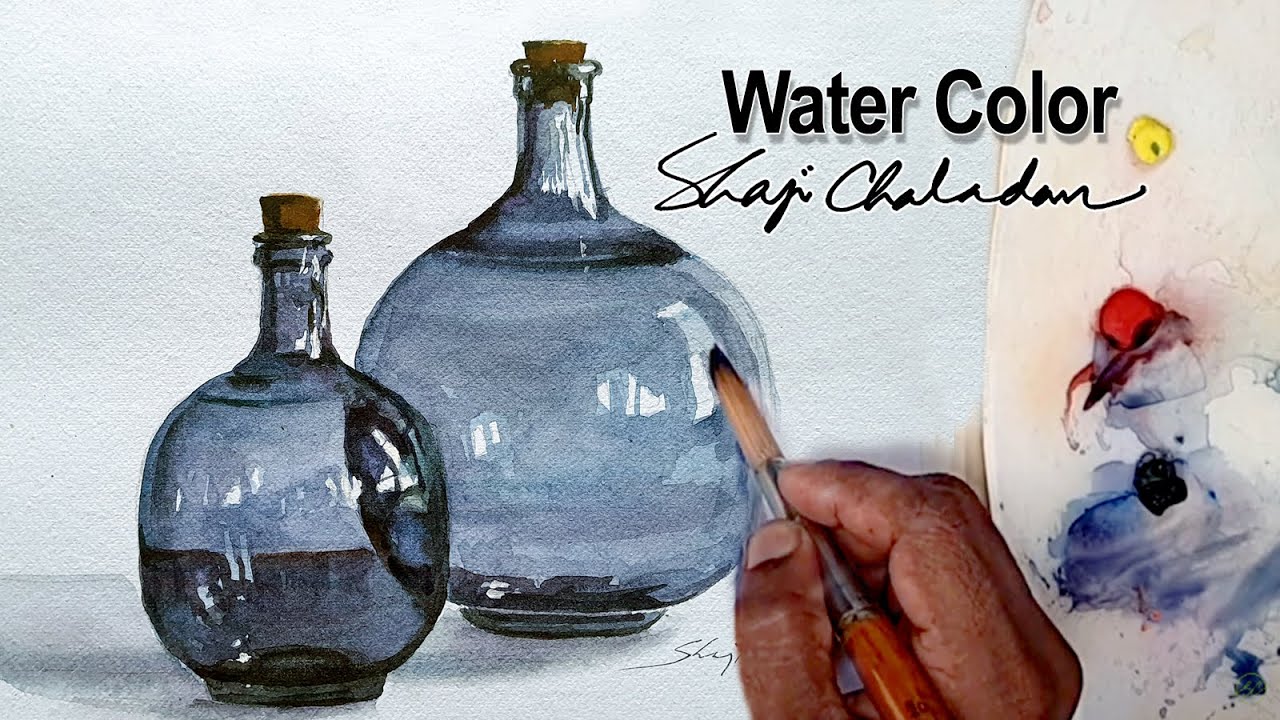 Watercolor Still-life painting | Glass Bottles |  How to paint Glass Bottle | Still-life Glass