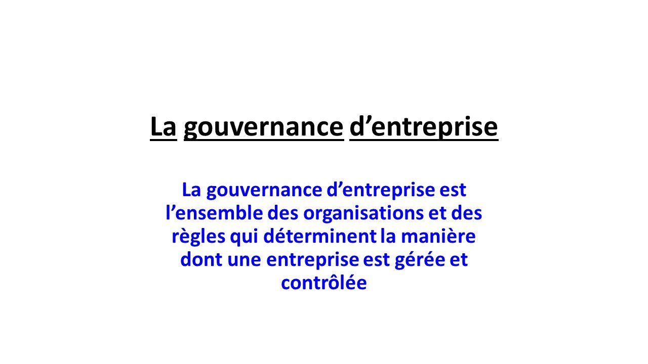 L'importance de la gouvernance.