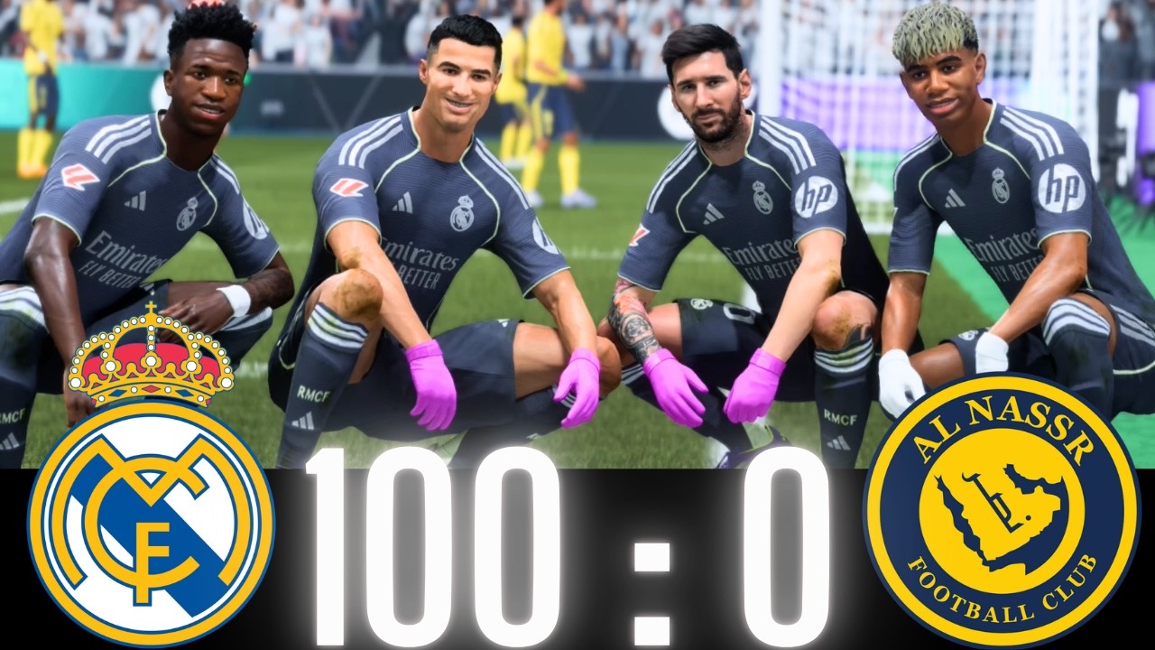 FC 25 -RONALDO MESSI  NEYMAR & MBAPPE | ALL WORLDS STARS | REAL MADRID 100-0 AL NASSR