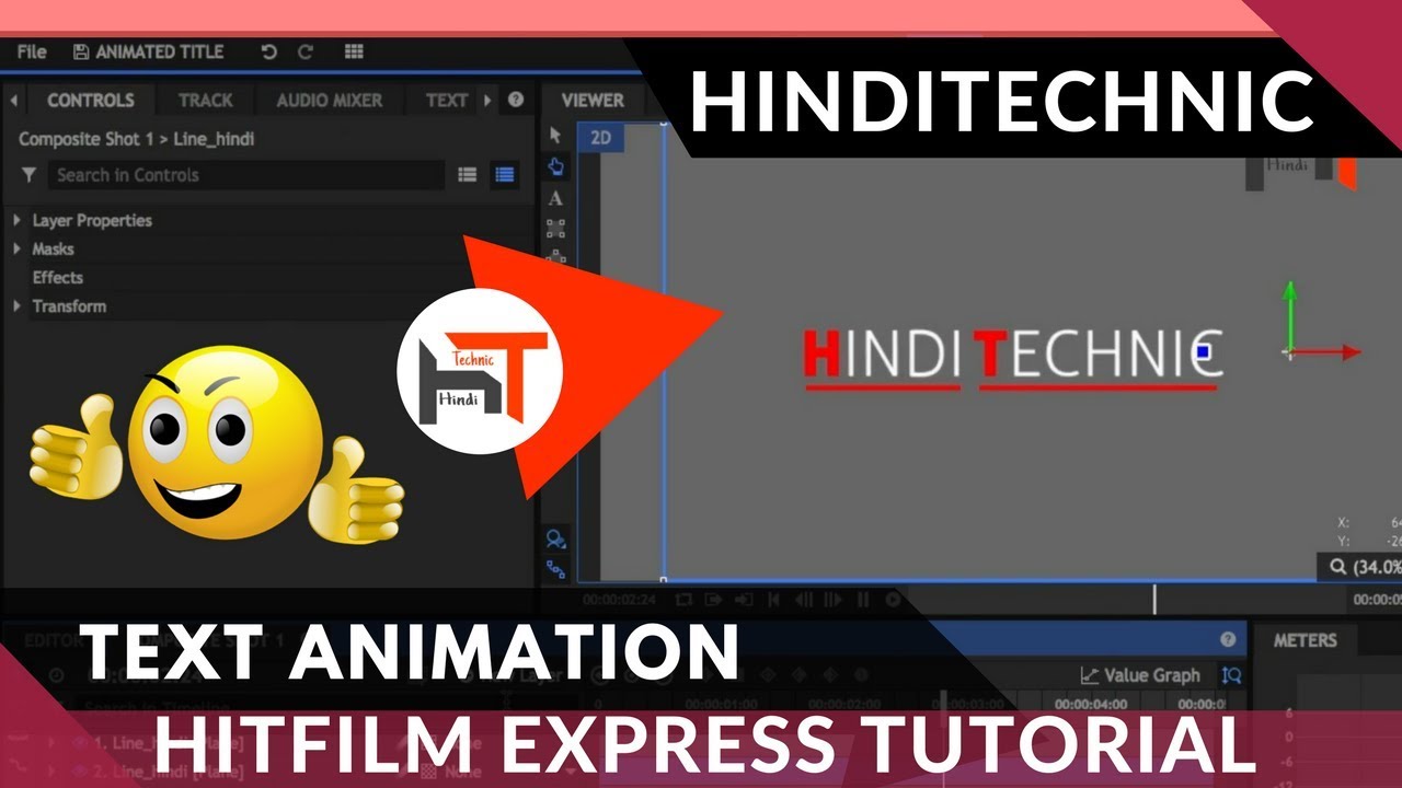 Hitfilm Express 2018 - Simple Text Reveal Animation Tutorial in Hindi