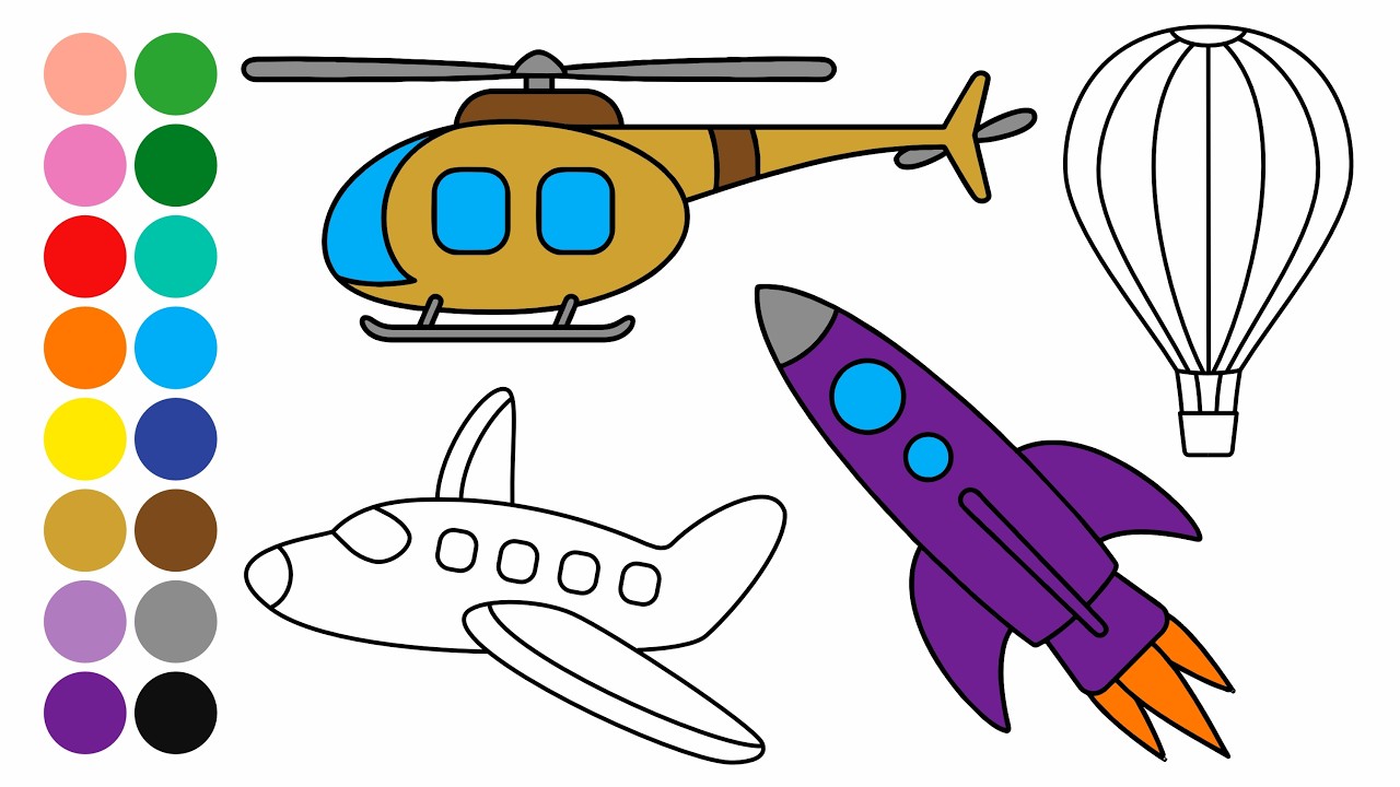 TRANSPORTES 2 aprender a dibujar y colorear para niños pequeños - Dibujos para niños