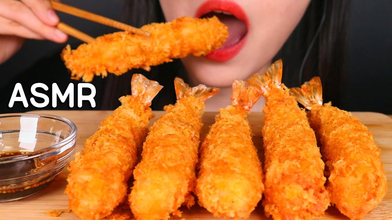 ASMR FRIED PRAWNS 왕새우튀김 리얼사운드 먹방 エビフライ咀嚼音 CRUNCHY EATING REAL SOUND MUKBANG