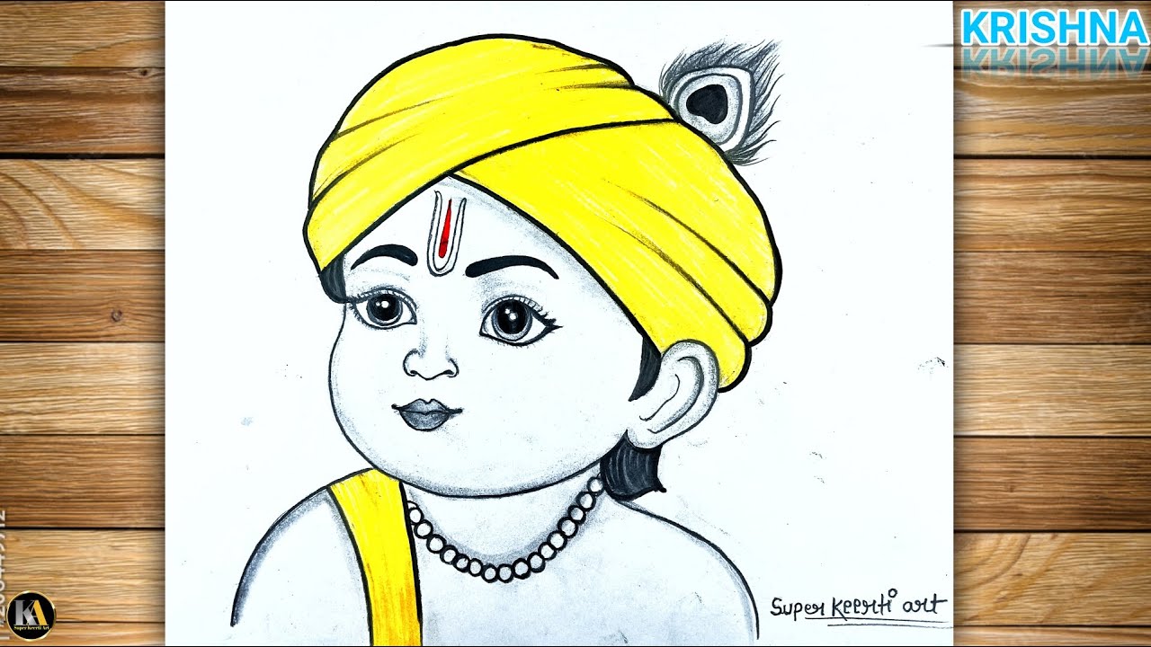 How to make easy krishna drawing  l krishnabhagwan drawing
