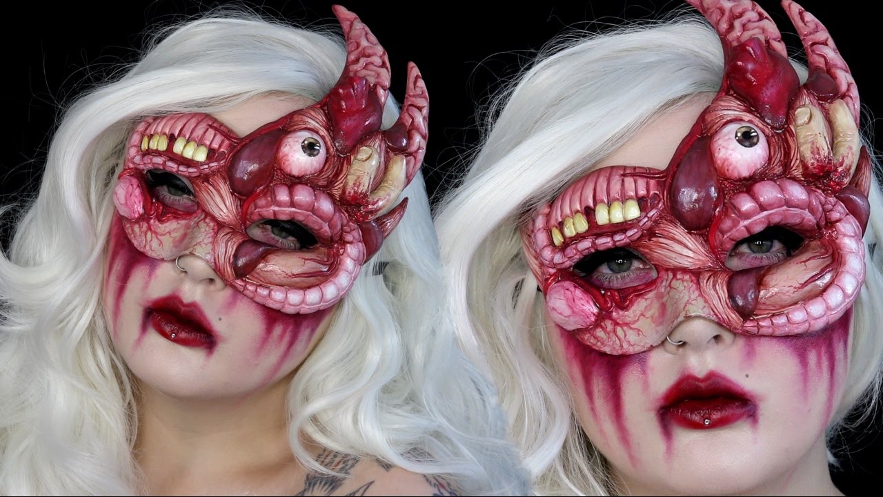 DIY Gory Masquerade Mask Halloween Makeup Tutorial