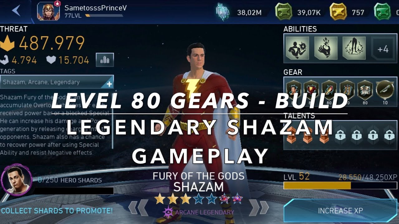 NEW LEGENDARY FURY OF THE GODS SHAZAM - 3 STARS GAMEPLAY!| LEVEL 80 GEARS BUILD | Injustice 2 Mobile