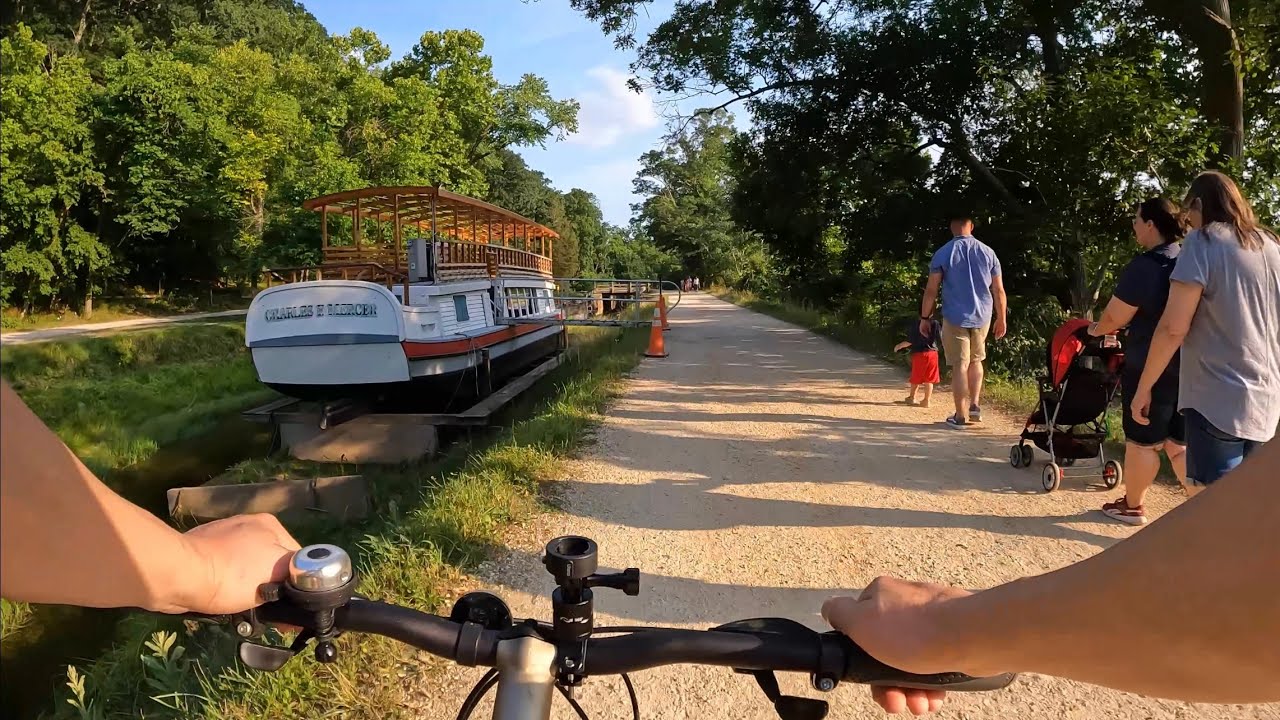 Biking on C&O Canal Towpath around Great Falls MD | Scenic Bike Ride POV