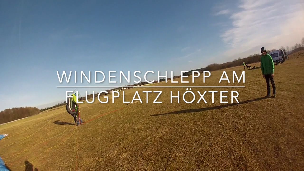 Gleitschirm Windenschlepp am Flugplatz Höxter mit Gleitschirm und Motorflugcenter www.landewiese.com