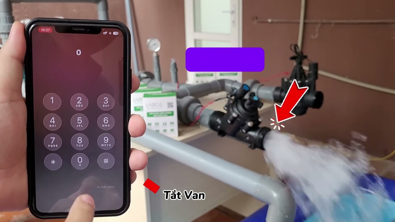 ES08V_ Gọi điện mở van từ xa, điều khiển 1 bơm chia 8 van không cần internet, không cần tủ điện.