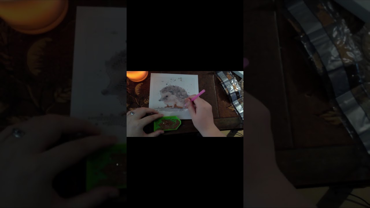 ASMR Diamond Art! Cute Hedgehog 🦔 #asmrcrafts #diamondart #cozyautumn
