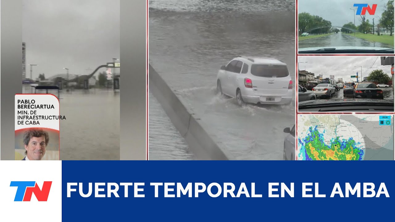 FUERTE TEMPORAL EN EL AMBA I Se acumularon m&aacute;s de 130 mil&iacute;metros y se inund&oacute; la General Paz