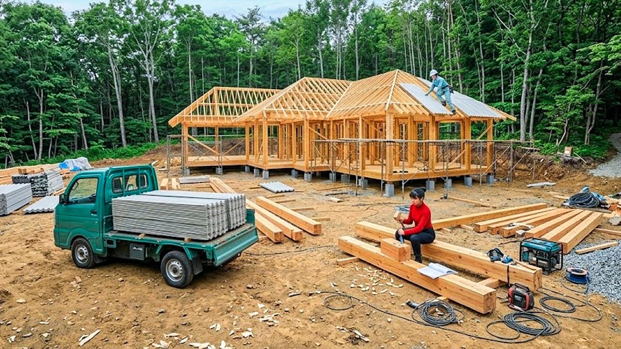 255 Days Building a Dream Forest House | Installing Strong Wooden Walls for a Beautiful Forest Home