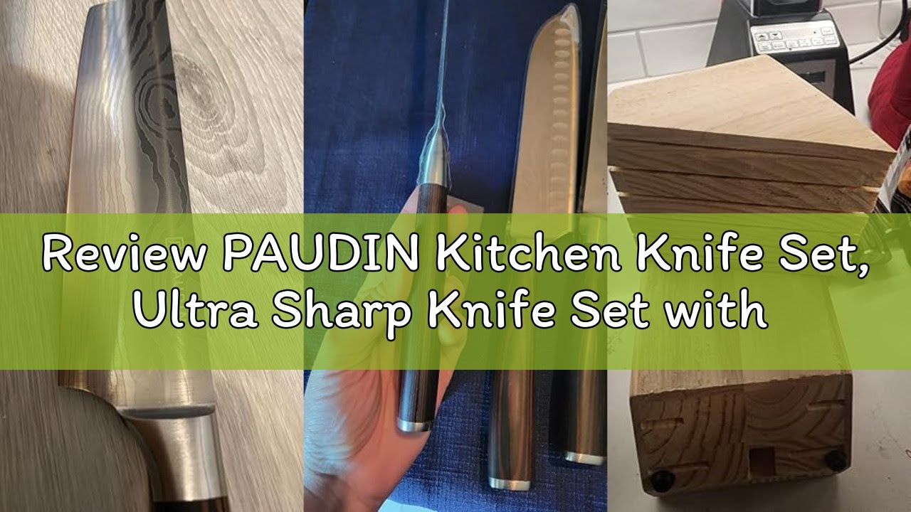 Review PAUDIN Kitchen Knife Set, Ultra Sharp Knife Set with Pakkawood Handle, High Carbon Stainless