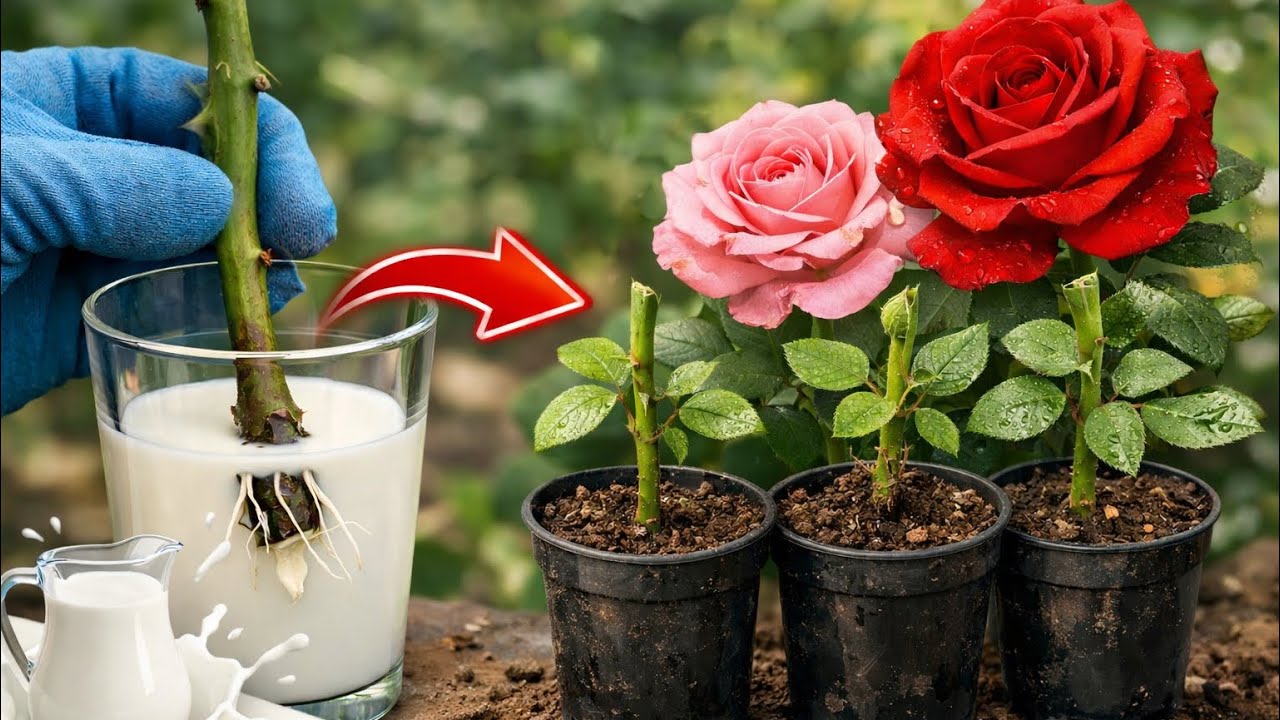 Amazing! Roses Grow Hundreds of Roots Overnight Using Only Milk!