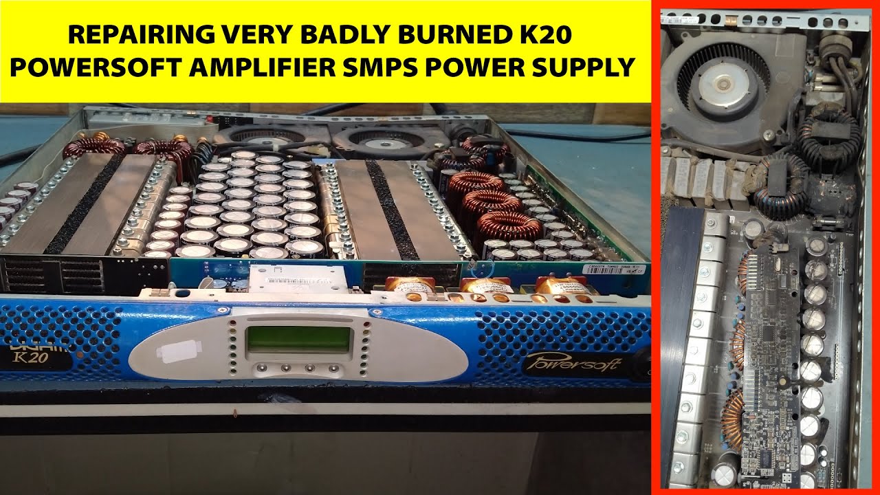 Repairing badly Burned K20 Powersoft Amplifier SMPS power supply #k20powersoftamplifier #repairing