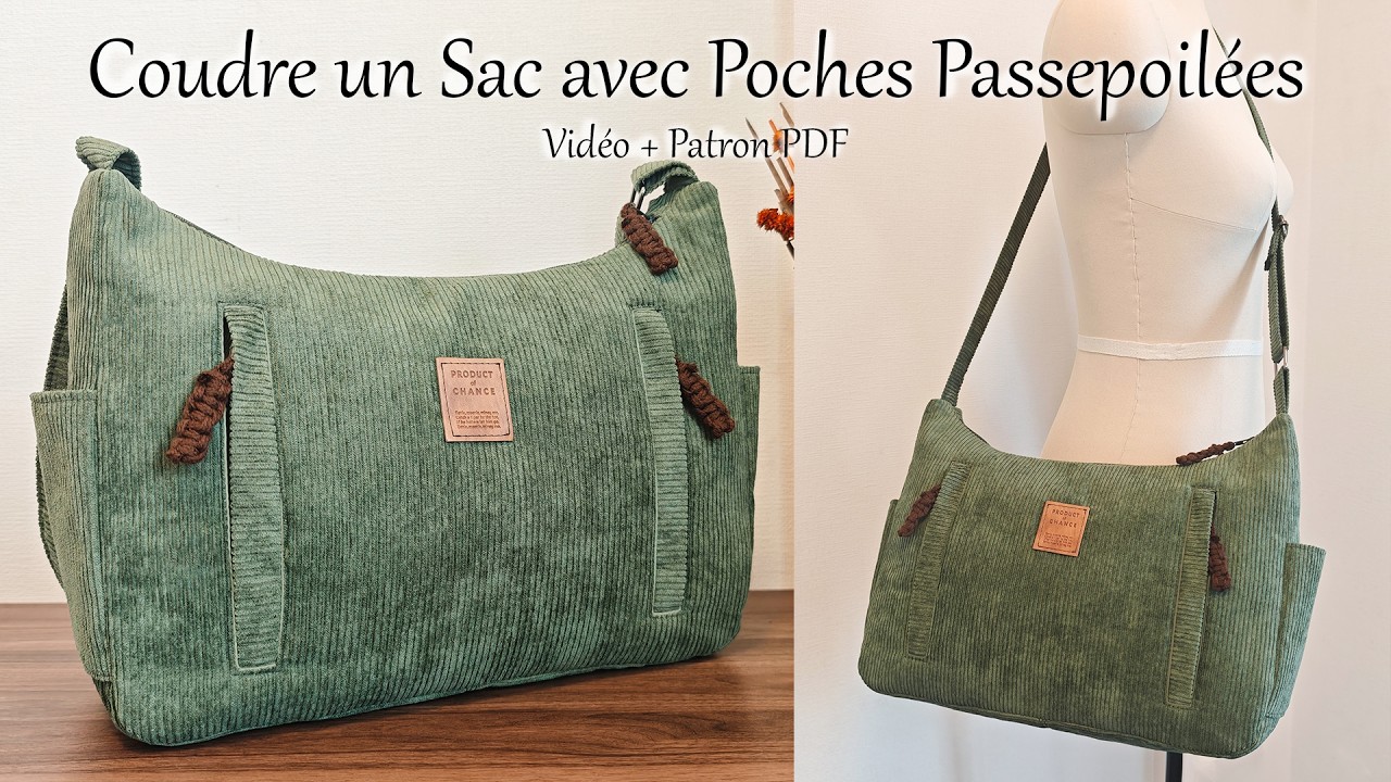 Coudre un Sac Bandoulière en Velours Côtelé à Poches Passepoilées - Patron PDF - Couture Facile Mimi
