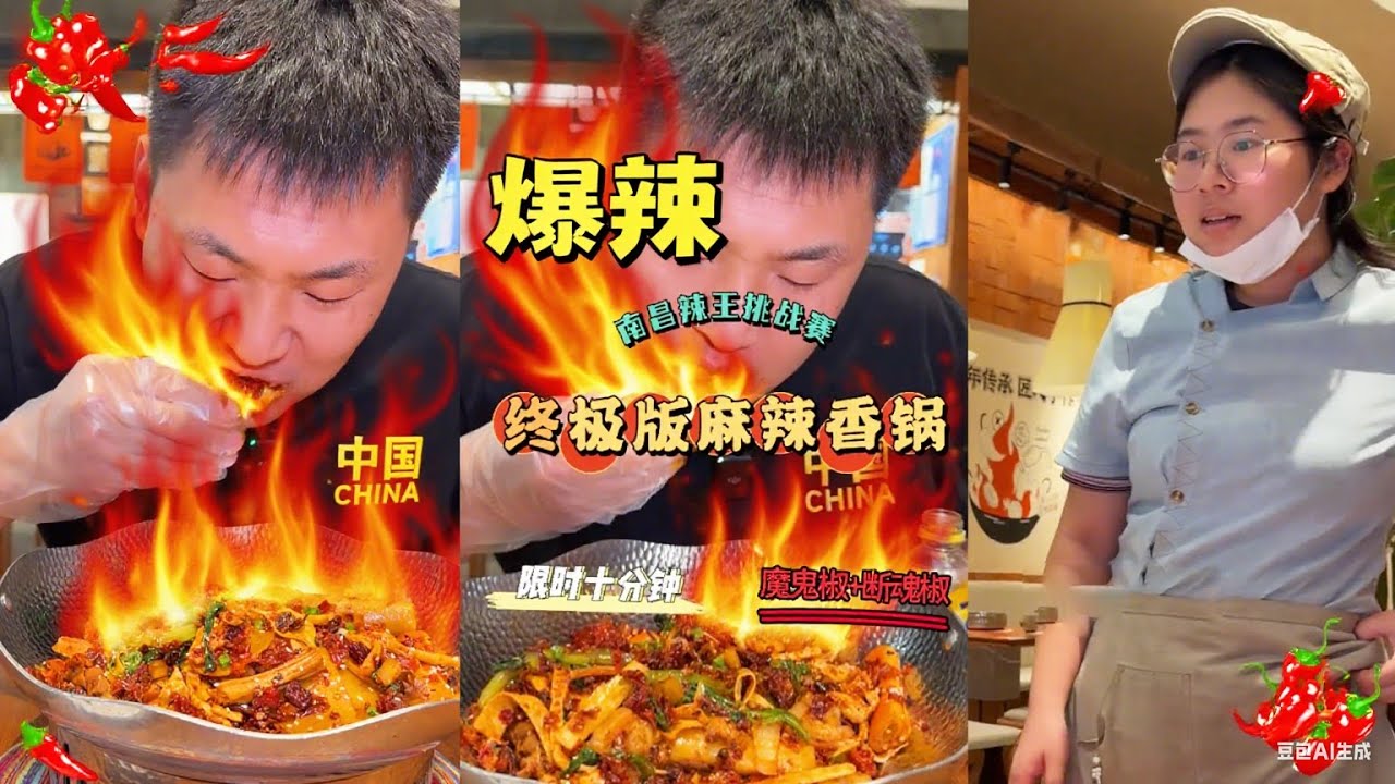 巡辣之旅～打卡南昌辣王挑战赛！魔鬼椒 + 断魂椒版麻辣香锅，一口下去辣得人直吸气【辣王刘泳杰】