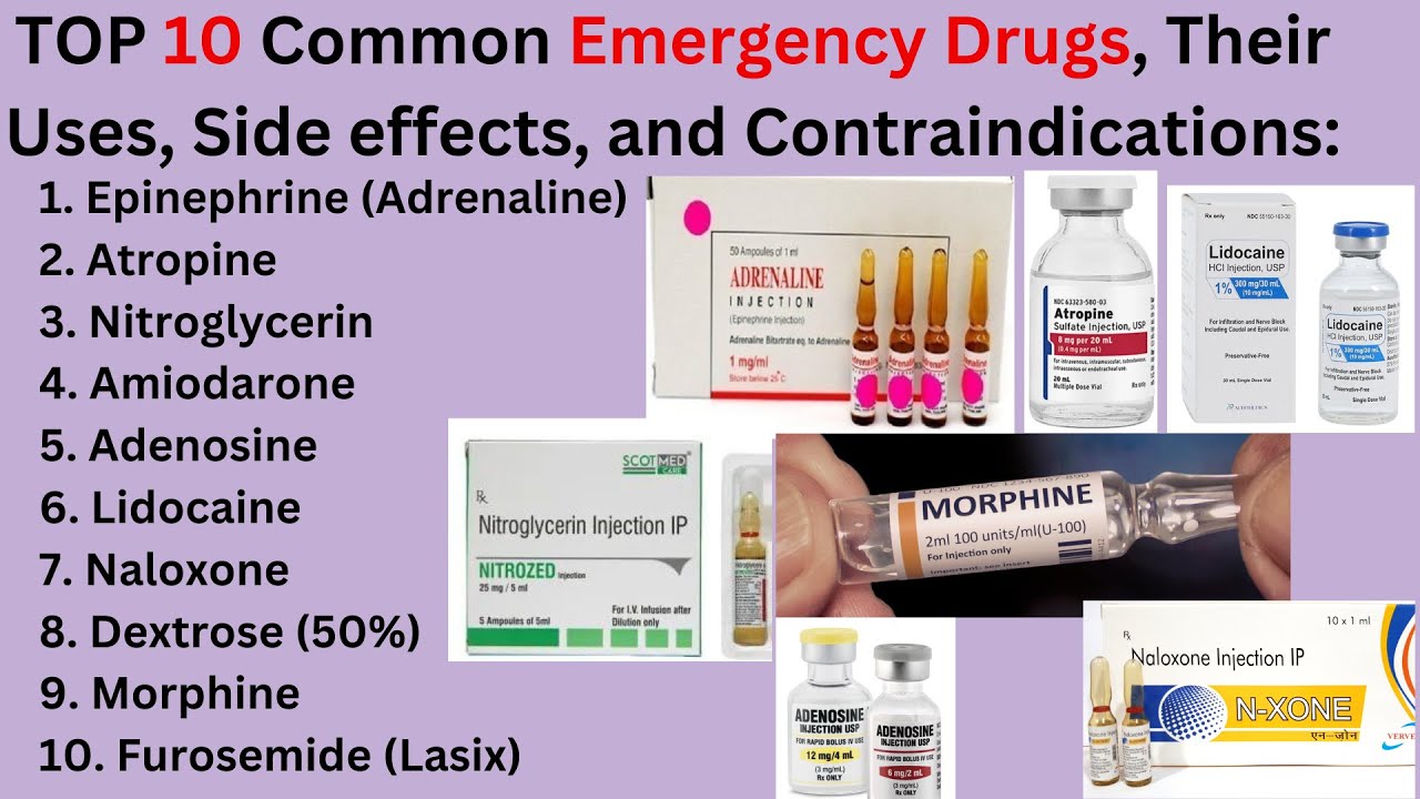 TOP 10 Common Emergency Drugs, Their Uses, Side Effects,And Contraindications #medicalnotes#medicine