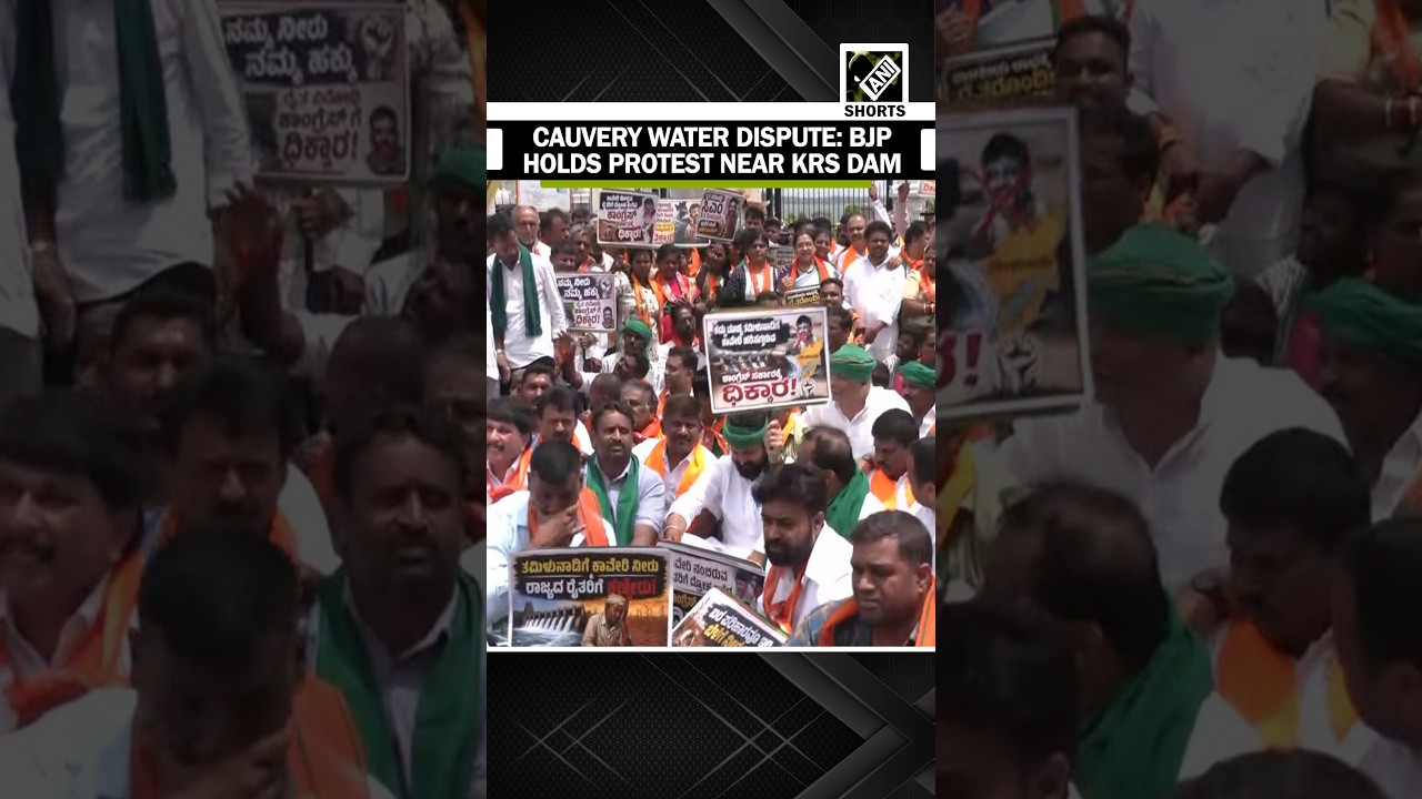 K&rsquo;taka BJP holds protest near KRS dam against state govt over Cauvery water dispute