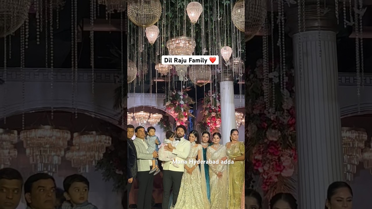 Producer Dil Raju Family at Hero Ashish Reddy, Advitha Reddy Grand Reception in Hyderabad #ytshorts