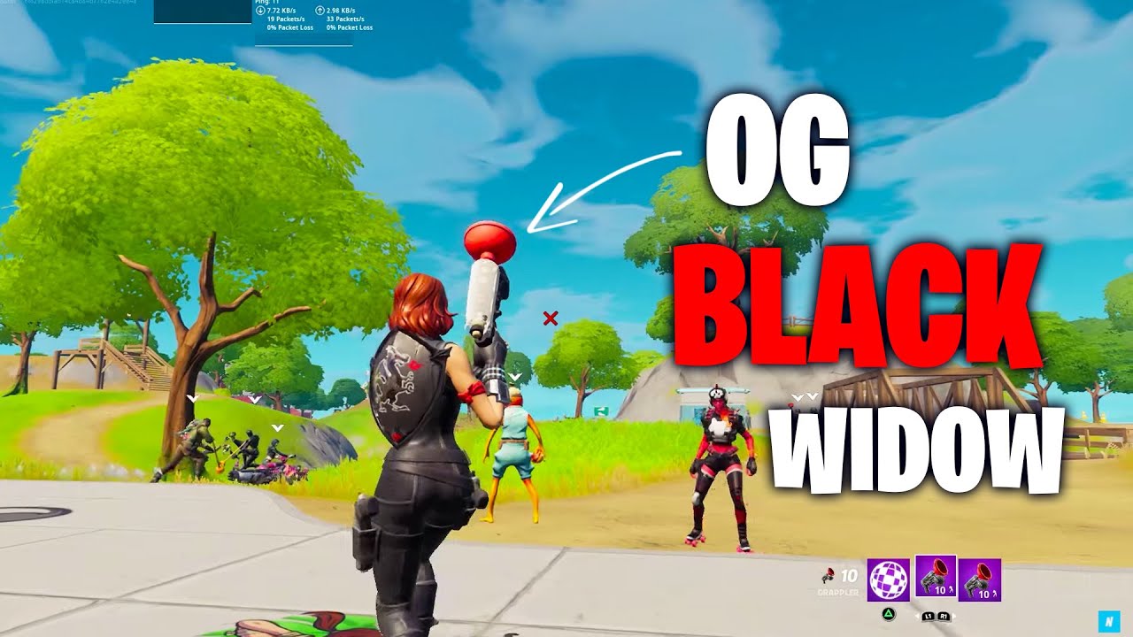 Og Black Widow with my Rarest Emotes in Party royale
