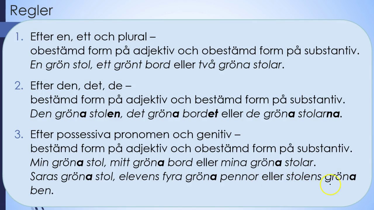 Substantiv & adjektiv tillsammans
