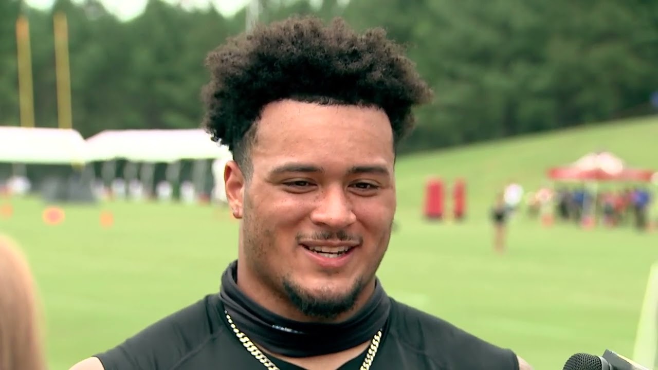 Atlanta Falcons Rookie RB Tyler Allgeier Speaks at Training Camp
