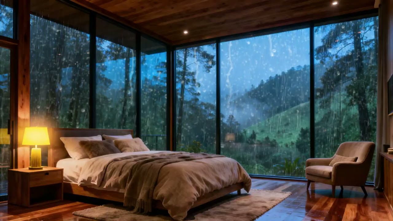 Heavy Rain Sounds Through Open Window | Relax, Sleep & Study 3 Hour