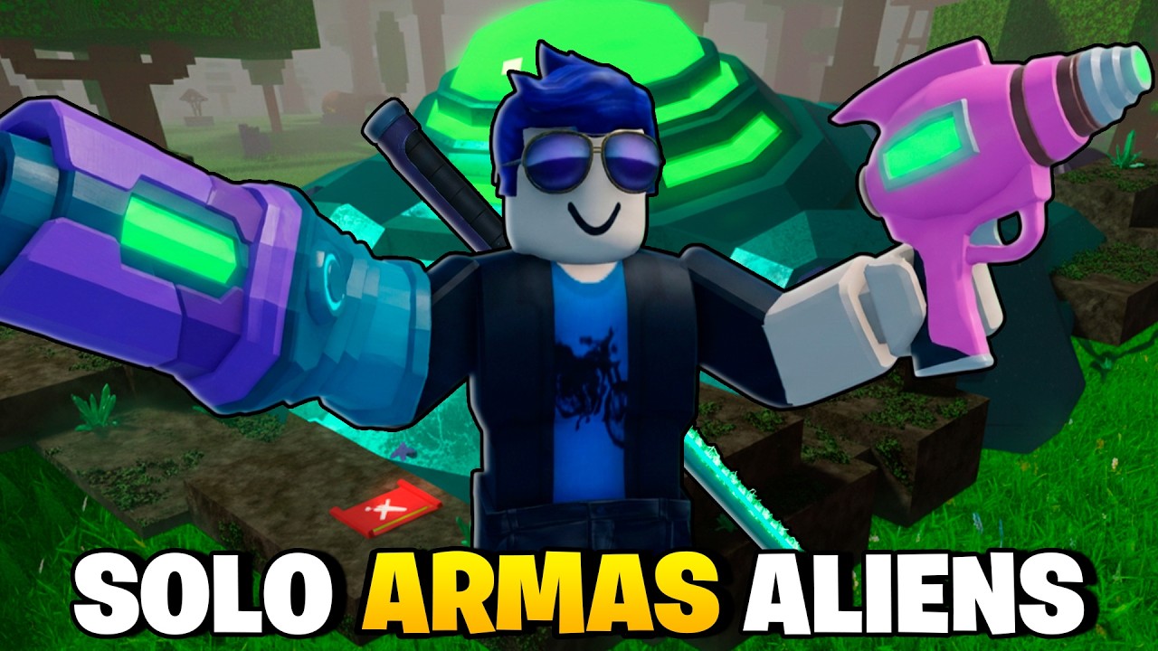 Sobreviví SOLO con ARMAS ALIENS en 99 NOCHES en el BOSQUE ROBLOX (sale mal)
