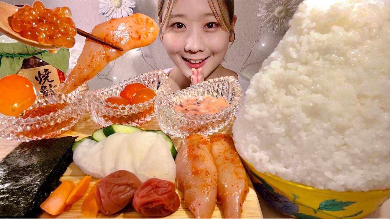 ASMR 1,3 кг свежесваренного нового риса и гарниры【русские субтитры】【Mukbang/ Eating Sounds】