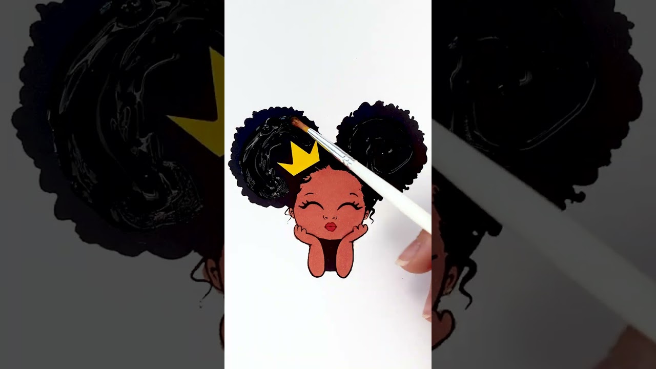 💕 Peekaboo Girl Glitter Afro Hairstyle 👑✨ #glitter #girl #princess #kids #art #color #easy