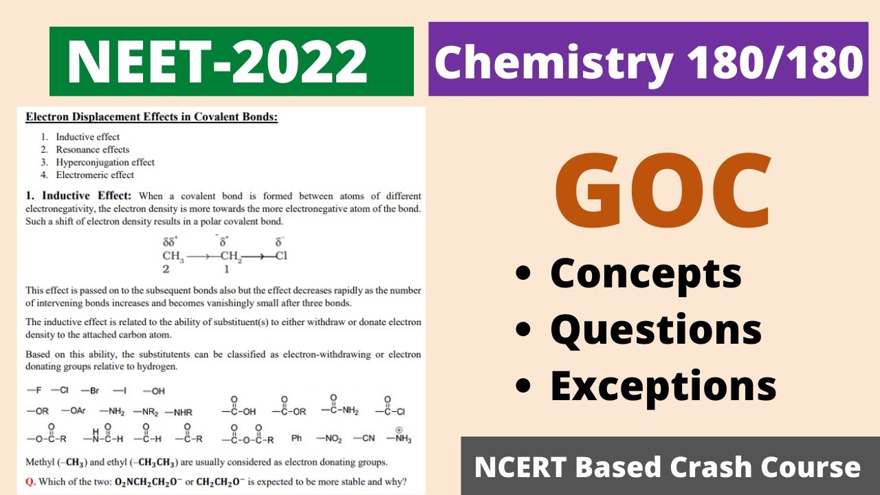 General Organic Chemistry | NEET22 Chemistry 180/180 NCERT Based Crash Course | Concepts | Questions