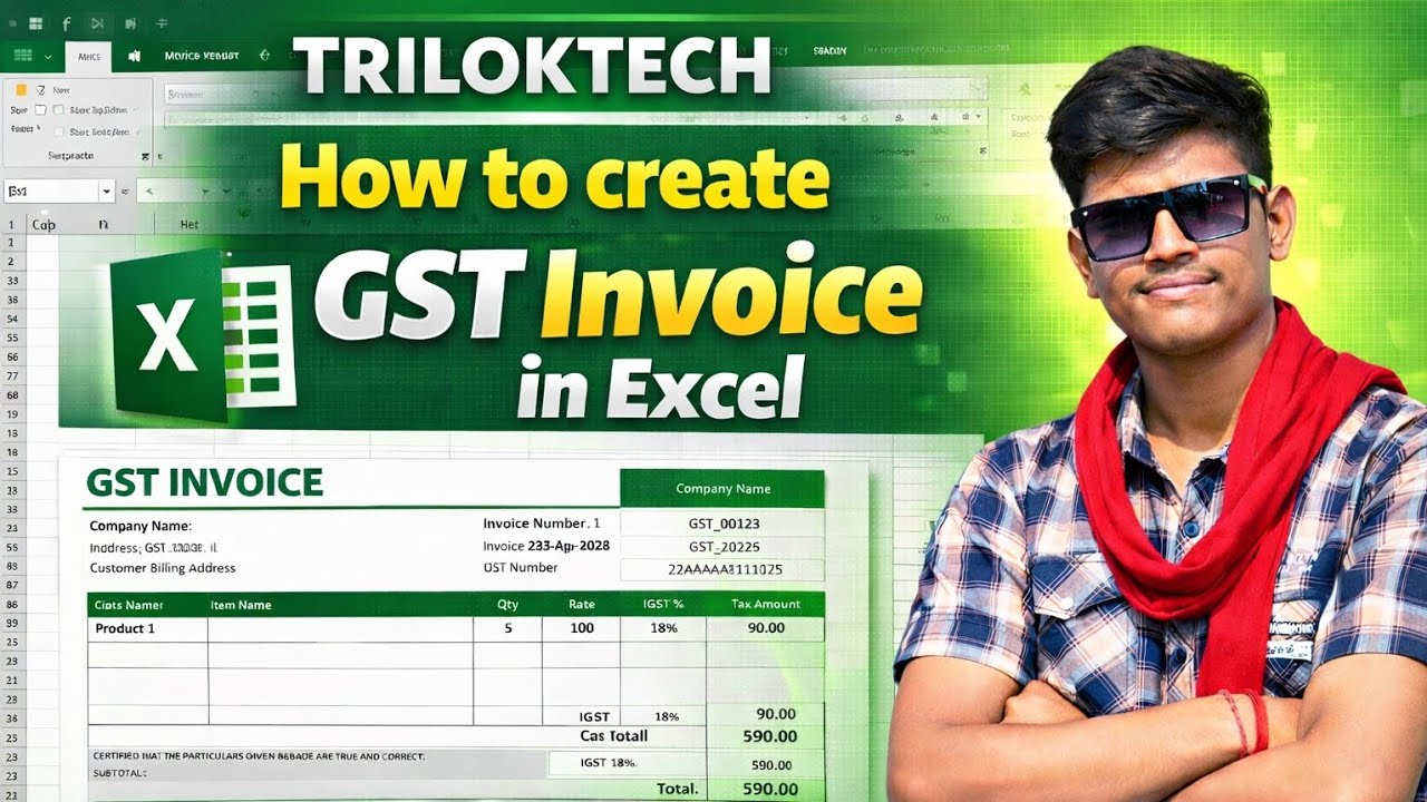 How create GST invoice in Excel#excelhindi #tipsntricks #excelformula #excel  #invocation Day 28/120