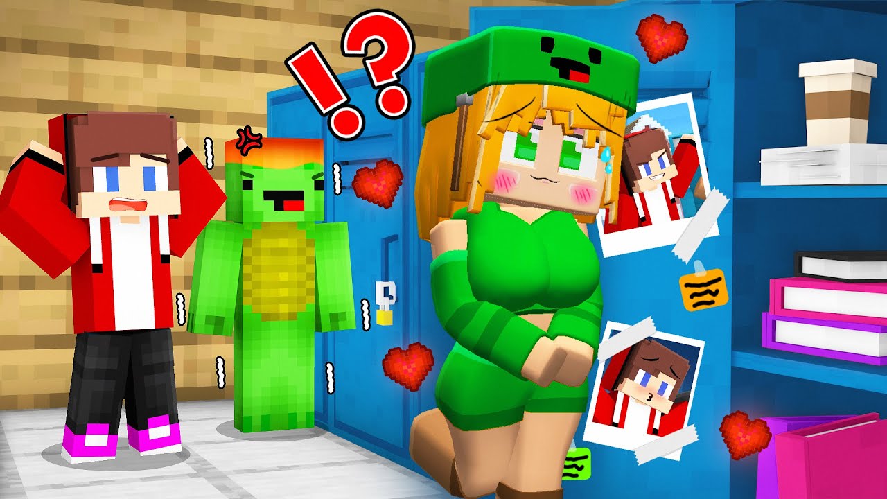 Mikey's Girl is in love with JJ? Mikey CAUGHT Mikey's Girl at school in Minecraft - Maizen