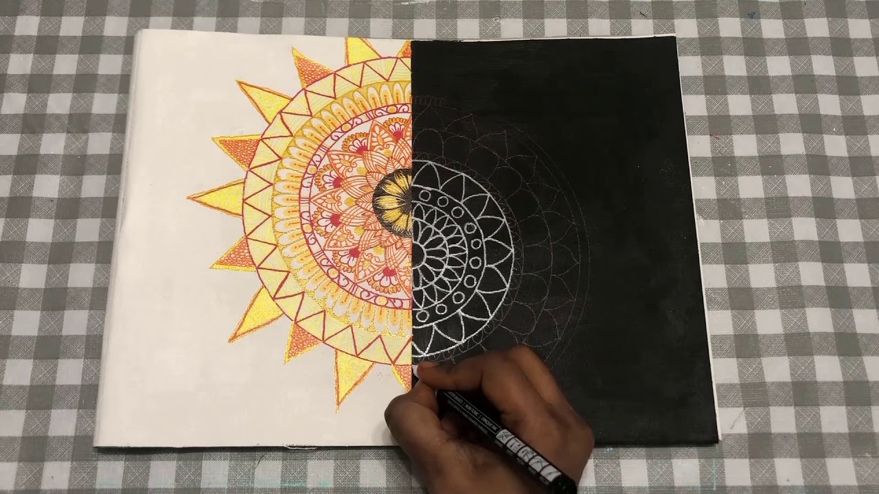 Sun and Moon Mandala art on canvas | Easy step by step tutorial | Acrylic painting