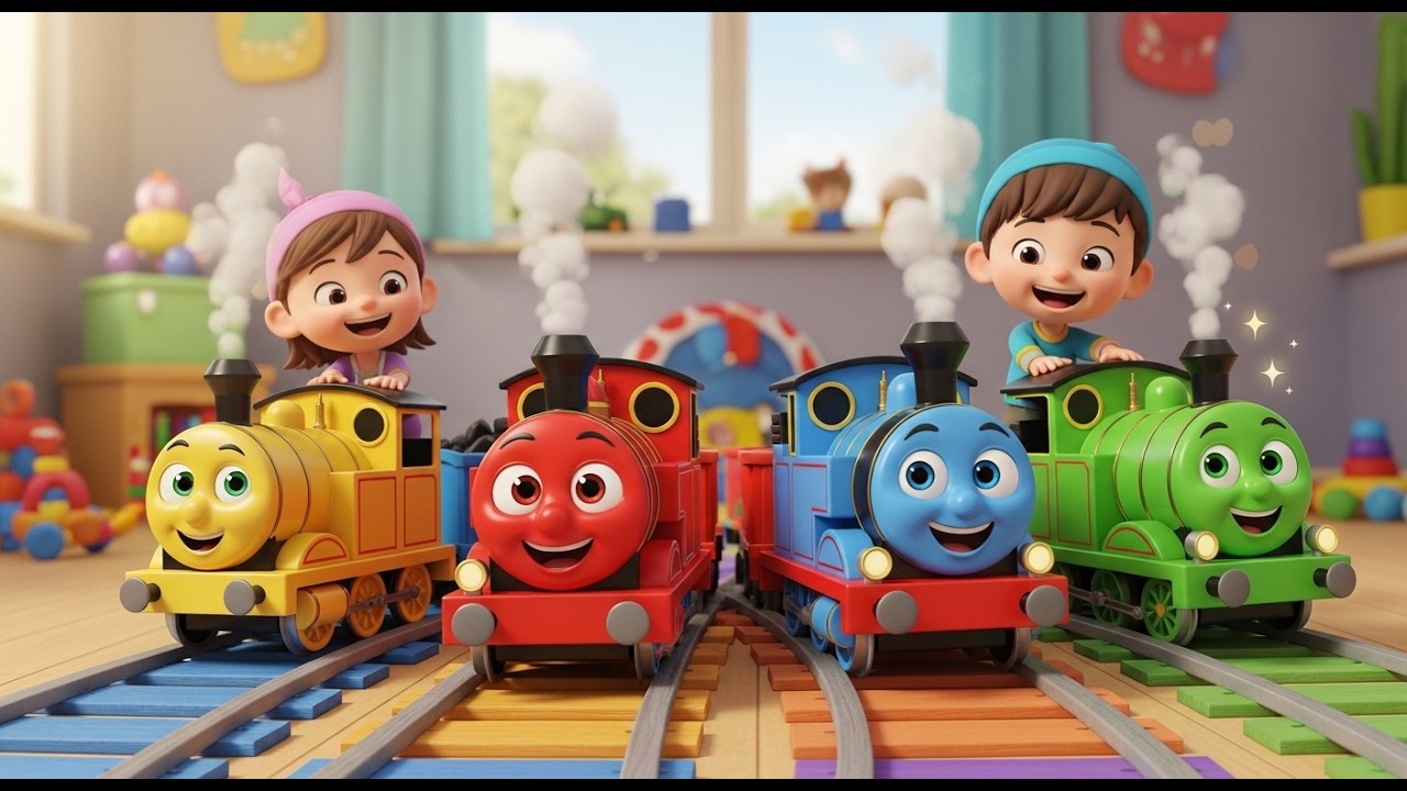 Quatro Pequenos Trens de Brinquedo Chug Chug | Rimas Infantis e Canções de Trem