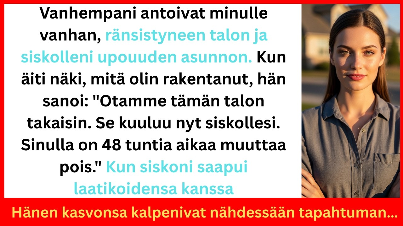 Vanhempani antoivat minulle vanhan, ränsistyneen talon ja siskolleni asunnon – totuus paljastui
