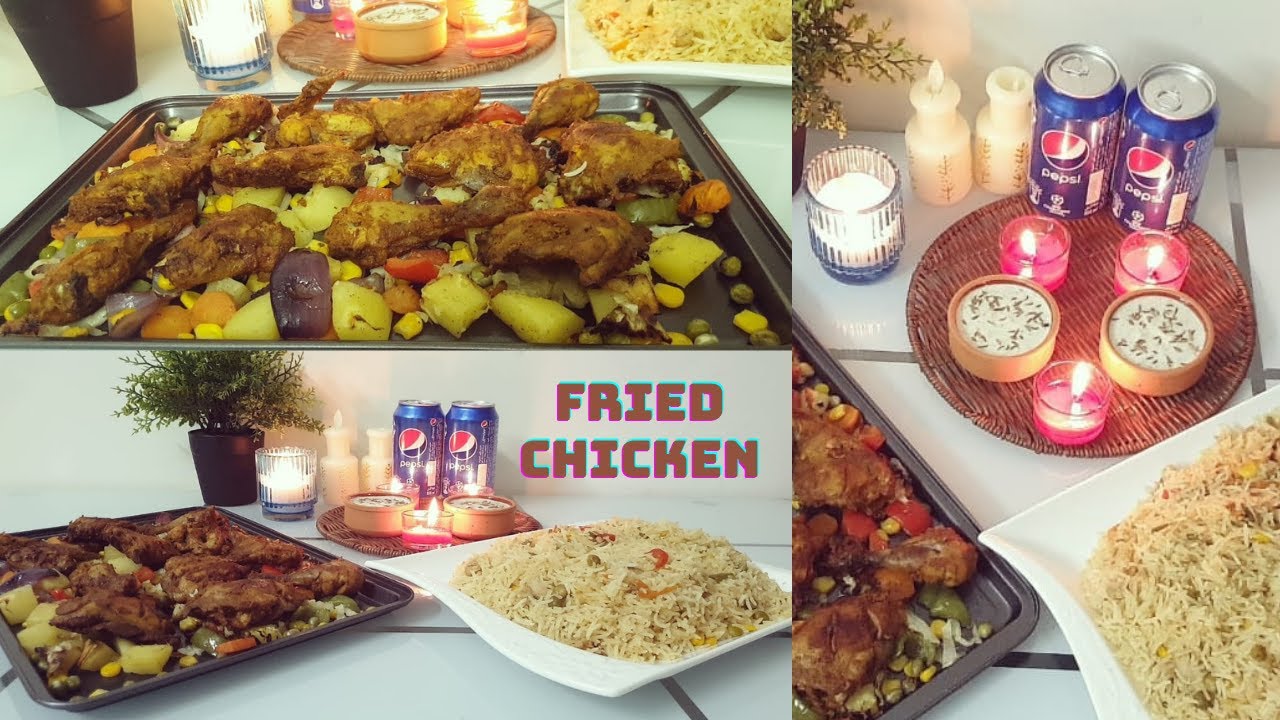 Fried rice।  Chicken steam with baked vegetables Eid Recipe । Food Desk