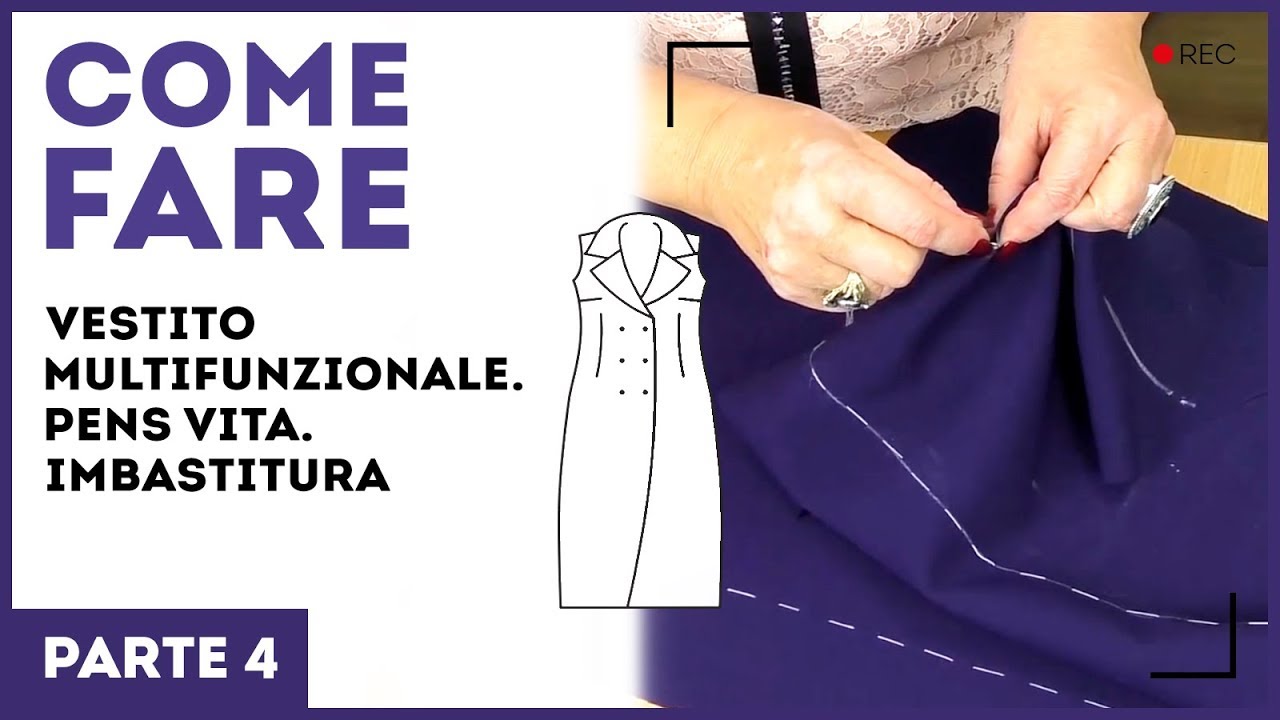 Come cucire vestito multifunzionale? Facciamo le pens in vita. Imbastiamo. Parte 4