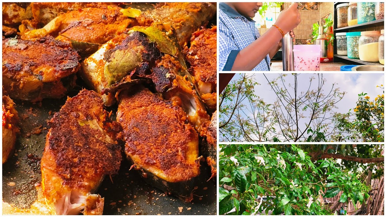 Busy & Peaceful Morning Routine Cooking Healthy 🍽️#fish#fishfry#drumsticks#rasam#upma#greenpeas#vlog