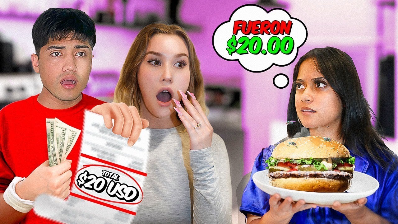 ¡Reto extremo! Comiendo con solo 20 dólares por 24 horas  || JC AND SONDRA