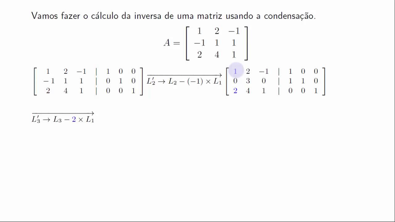 Inversão de matriz por condensação - Exemplo 1