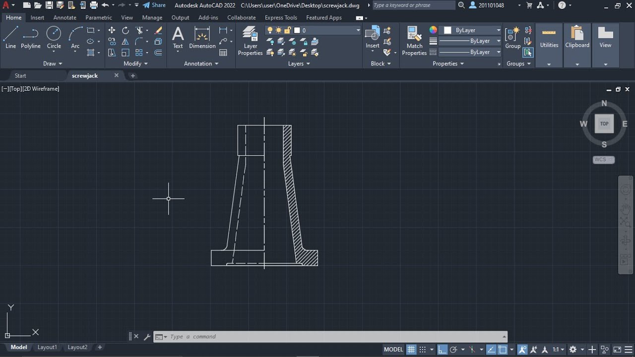 Body | Part 1 | Screw Jack in AutoCAD